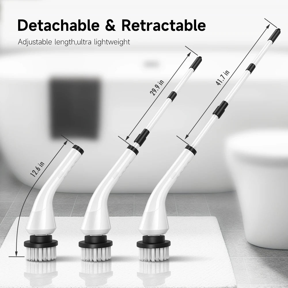 Electric Spin Scrubber, Electric Scrubber with 8 Replaceable Brush Heads & Detachable Extension Handle, Power Spin Scrubber Cord